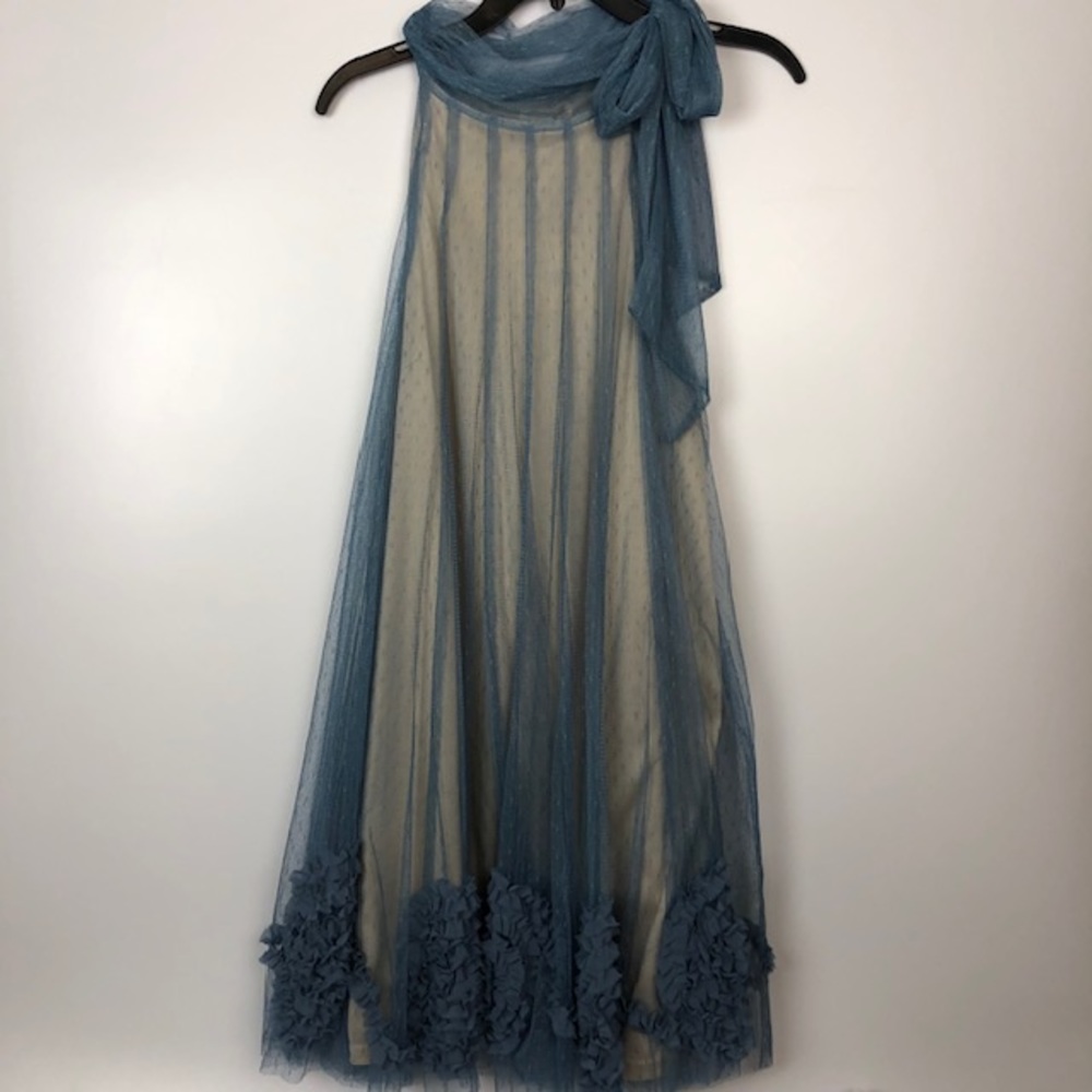 ✨ NEW RYU Anthropologie blue sheer halter dress L